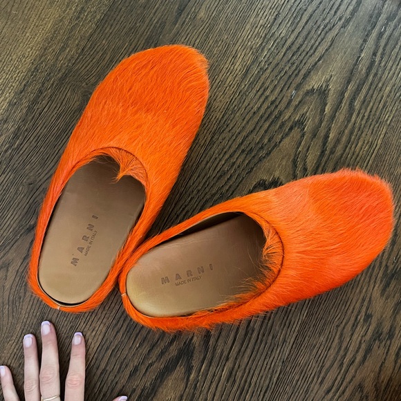 Marni Long Hair Orange Shoes NEW - Picture 1 of 5